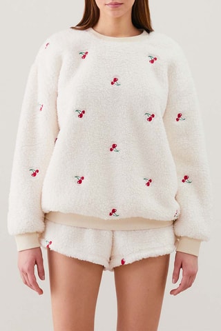 Sweat de pyjama Brodcherriz - Ecru