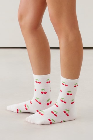 3 paires de chaussettes Pinksaladiz - Ecru et rouge