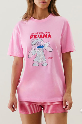 T-shirt de pyjama Angel Lilo et Stitch Disney Doangeliz - Rose poudré