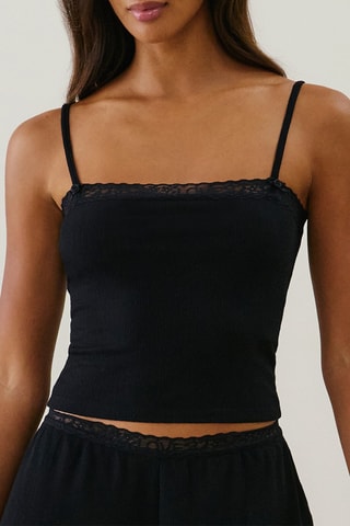 Crop top de pyjama Lovelaciz - Noir