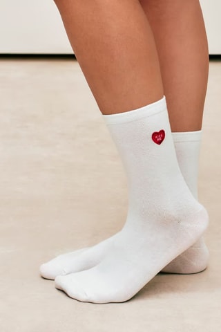 3 paires de chaussettes Candyheartiz - Ecru et rouge