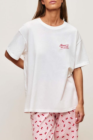 T-shirt de pyjama Luckydotiz - Ecru
