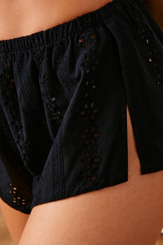 Short de pyjama en broderie anglaise Roderiz - Noir