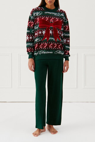 Pantalon de pyjama Bowknitiz - Vert foncé