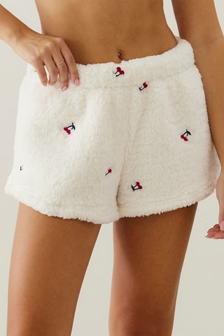 Short de pyjama fourré Cozycherriz - Ecru