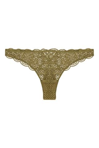 Tanga en dentelle Dailiz - Vert olive