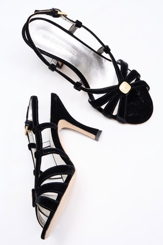 Sandales à talons en nubuck - Noir