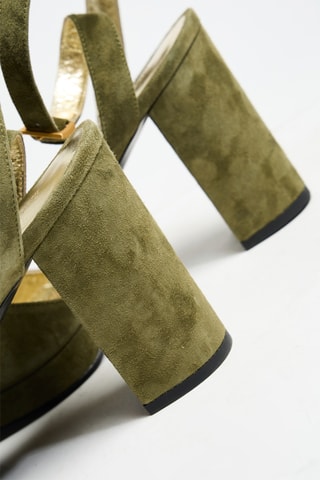 Sandales à talons en nubuck - Kaki