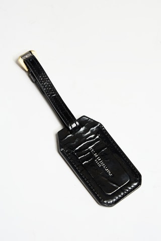 Porte-étiquette en cuir de veau - Noir