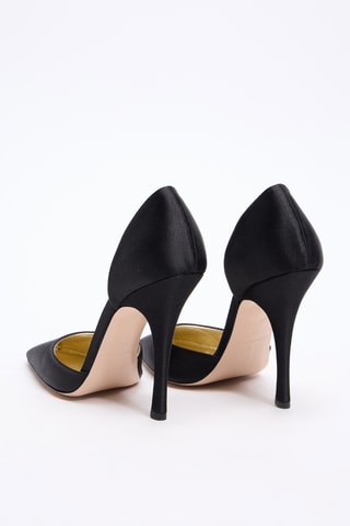 Escarpins en satin et cuir - Noir