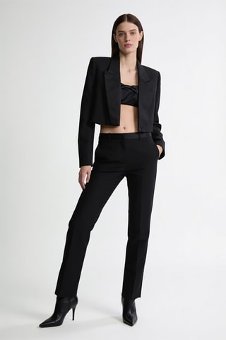 Pantalon de coutume slim en laine et angora - Noir