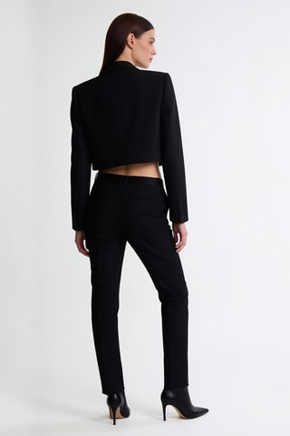 Pantalon de coutume slim en laine et angora - Noir