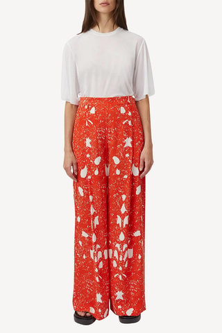 Pantalon taille haute - Rouge