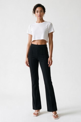 Pantalon bootcut taille haute ponte - Noir