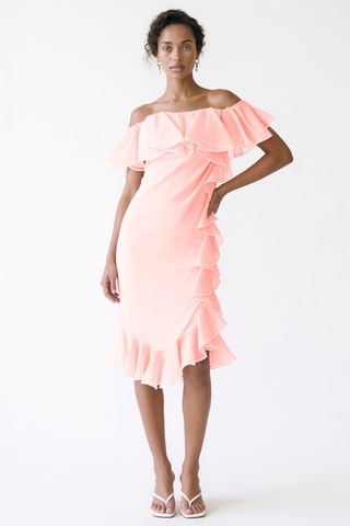 Robe volantée en soie - Rose