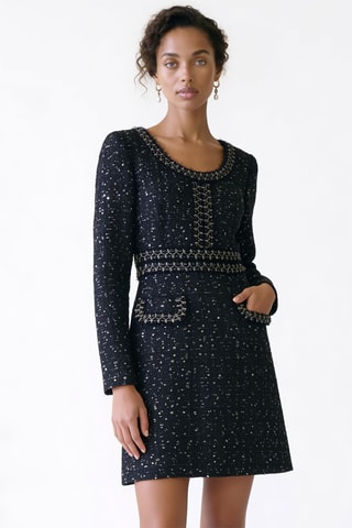 Robe trapèze en tweed - Noir