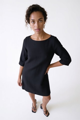Robe droite en lin - Noir