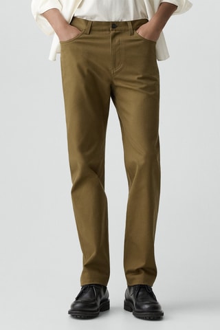 Pantalon droit en coton et lyocell - Marron