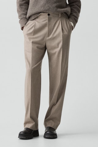 Pantalon relaxed en cachemire Pleat - Beige