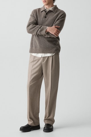 Pantalon relaxed en cachemire Pleat - Beige