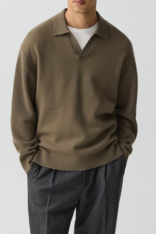 Pull relaxed en laine mérinos Boiled - Kaki