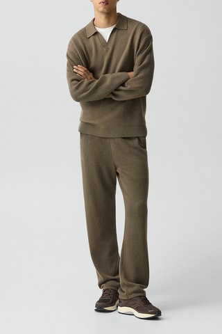 Pantalon relaxed en laine mérinos Boiled - Kaki