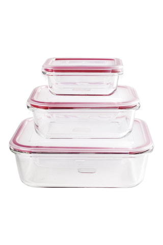 3 boîtes de conservation en verre borosilicate - Transparent