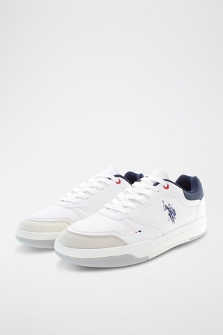 Baskets en cuir Steve - Blanc et bleu