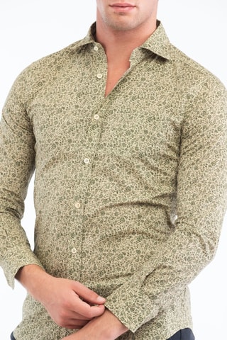 Chemise slim - Incotex - Beige et vert