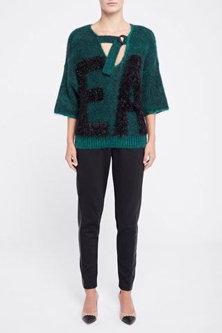 Pull en mohair et laine - Noir et vert