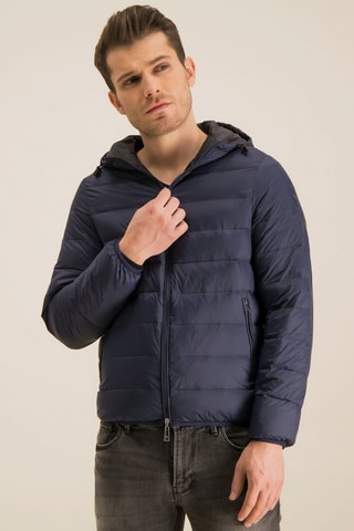 Doudoune à capuche - Bleu marine - Emporio Armani - Noir et bleu