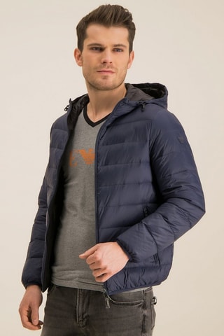 Doudoune à capuche - Bleu marine - Emporio Armani - Noir et bleu