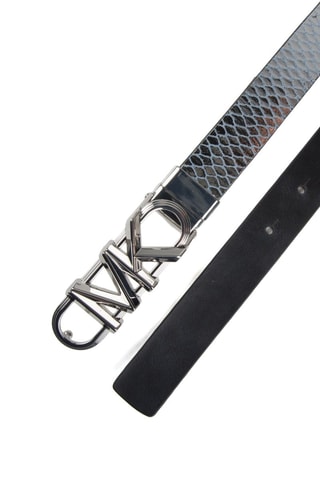 Ceinture en cuir - Noir et argenté