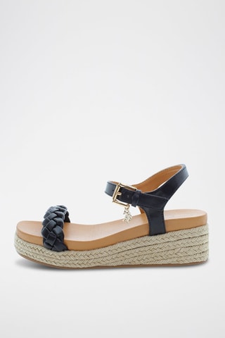 Sandales compensées Astrid - Beige et noir