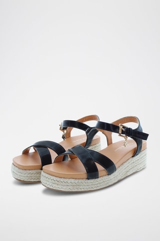 Sandales compensées Astrid - Beige et noir