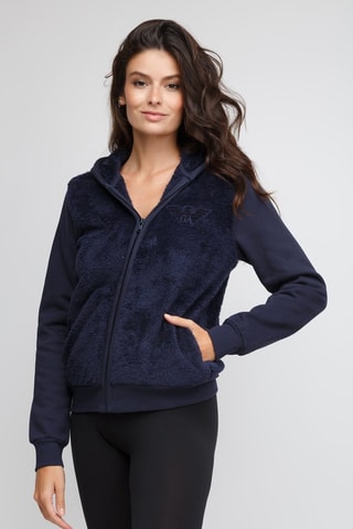 Sweat à capuche bi-matière - Bleu marine - Emporio Armani - Bleu