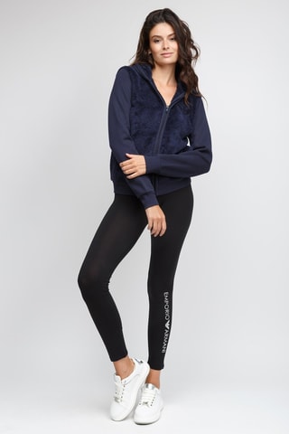 Sweat à capuche bi-matière - Bleu marine - Emporio Armani - Bleu