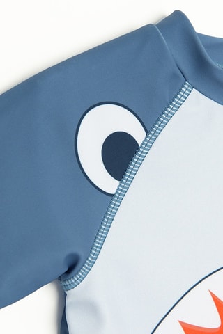 T-shirt et short de bain - Gris clair et bleu cobalt