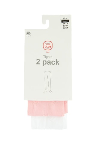 2 paires de collants - 60 deniers - Blanc et rose