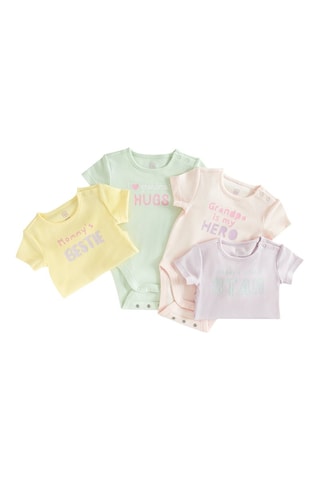 4 bodys - Jaune, vert et rose