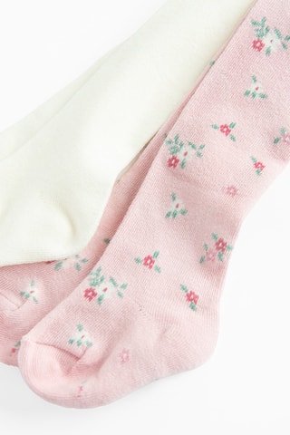 2 collants - Blanc et rose