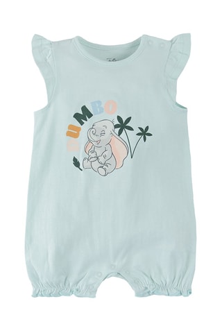 2 barboteuses Dumbo Disney en coton biologique Ecru et bleu clair