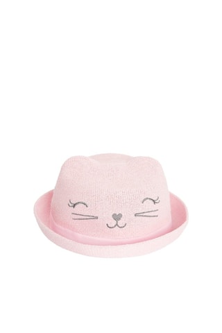 Chapeau de paille à oreilles - Rose poudré