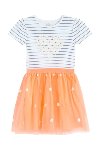 Robe trompe-l’œil - Blanc et orange