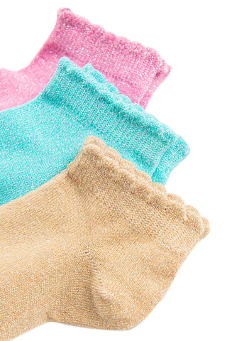 3 paires de chaussettes Rose, turquoise et marron clair