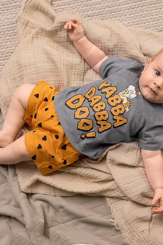 T-shirt et short Bamm-Bamm Rubble Les Pierrafeu - Anthracite chiné et orange