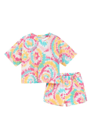 T-shirt et short tie and dye - Blanc