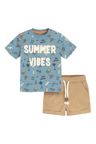 T-shirt et short - Bleu et beige