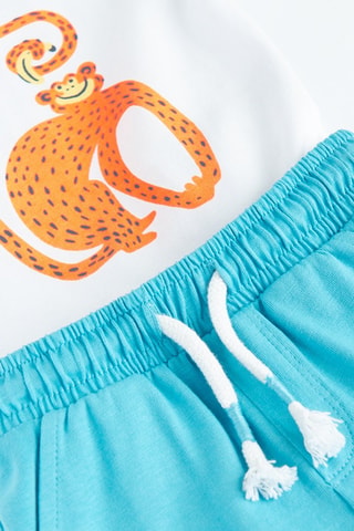 Body et short - Blanc et bleu