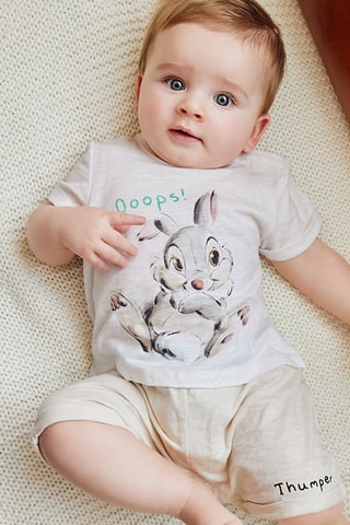 T-shirt et short Panpan Bambi Disney Gris clair chiné et beige chiné